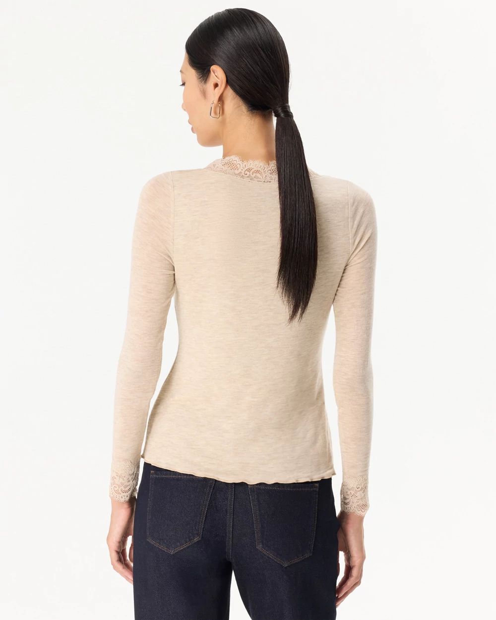 Lace Trim Long Sleeve Tee | White House Black Market
